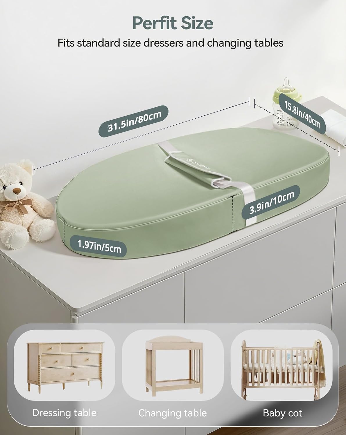 Baby Changing Pad with Wipeable & Waterproof PU Cover