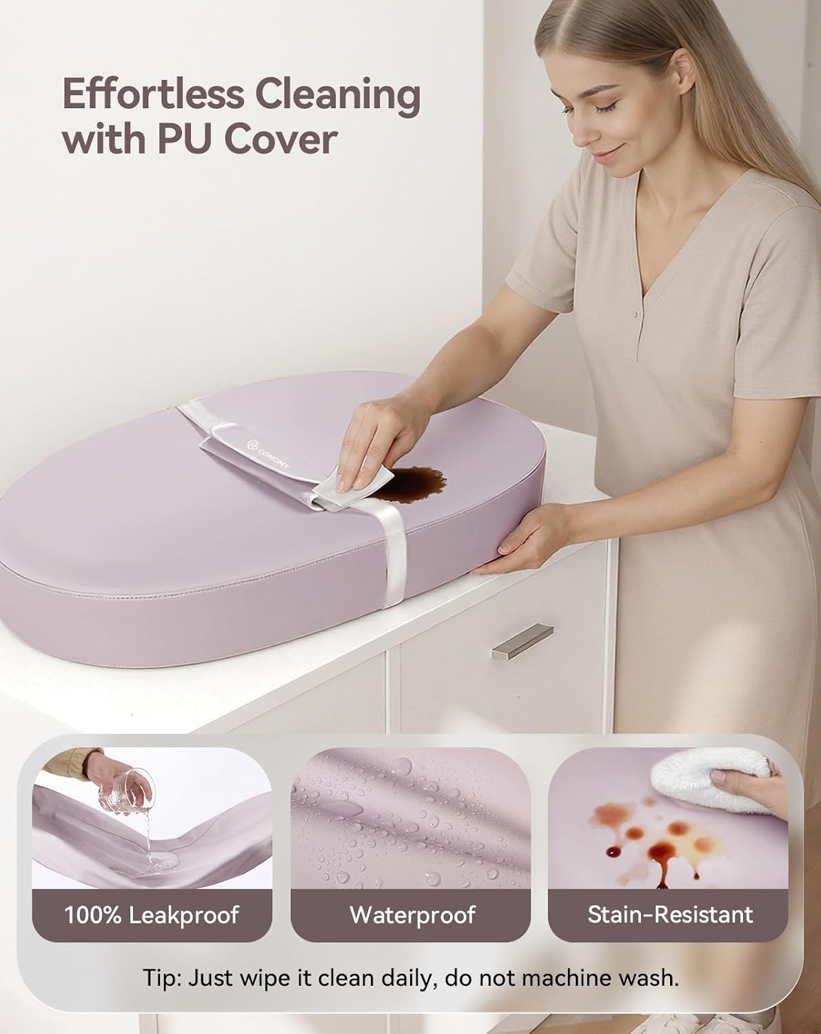 Baby Changing Pad with Wipeable & Waterproof PU Cover