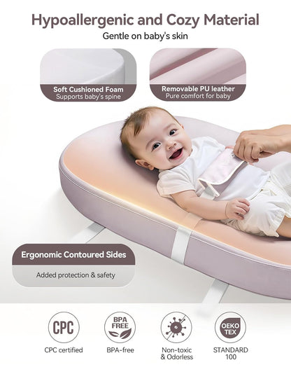 Baby Changing Pad with Wipeable & Waterproof PU Cover