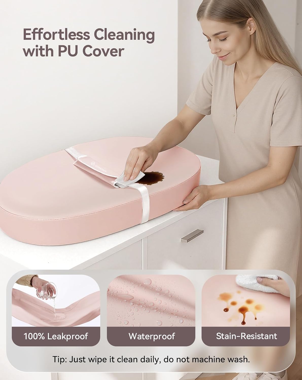 Baby Changing Pad with Wipeable & Waterproof PU Cover
