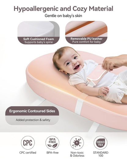 Baby Changing Pad with Wipeable & Waterproof PU Cover
