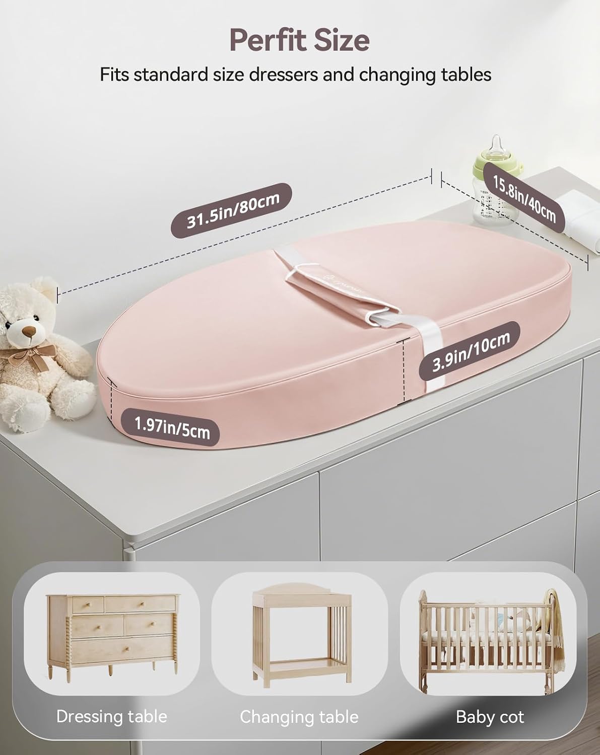 Baby Changing Pad with Wipeable & Waterproof PU Cover