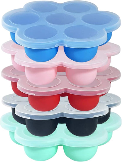 Silicone Baby Food Freezer Tray Mini Ice Cube Molds with Lids, 5-Pack 7-Cavity for Homemade Baby Puree, Breast Milk Storage & Ice Cubes..