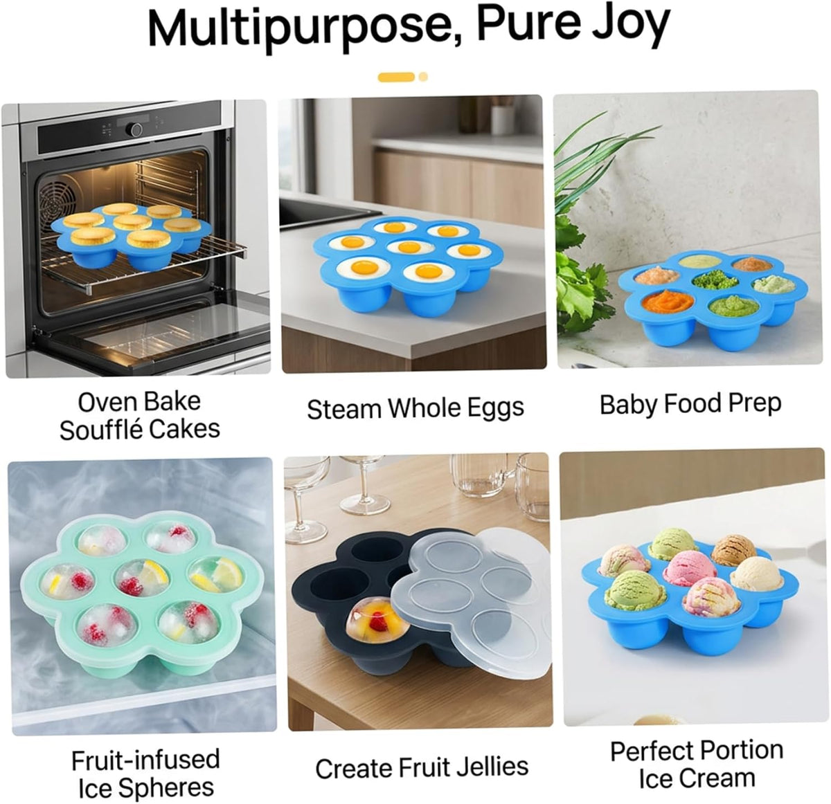 Silicone Baby Food Freezer Tray Mini Ice Cube Molds with Lids, 5-Pack 7-Cavity for Homemade Baby Puree, Breast Milk Storage & Ice Cubes..