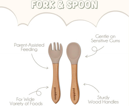 Silicone Baby Feeding Set - 100% Pure LFGB Premium Silicone - 8 Piece Feeding Set: Bib, Straw Cup, Suction Plate & Bowl, Fork & Spoon, Self-Feeding Spoons - BPA-Free, BPS-Free (BLUE)