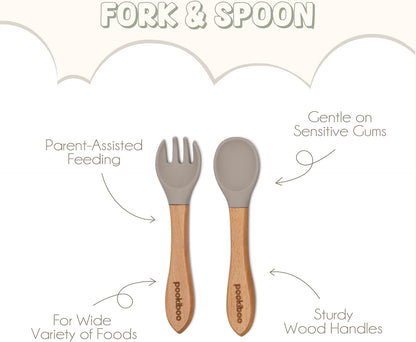 Silicone Baby Feeding Set - 100% Pure LFGB Premium Silicone - 8 Piece Feeding Set: Bib, Straw Cup, Suction Plate & Bowl, Fork & Spoon, Self-Feeding Spoons - BPA-Free, BPS-Free (BLUE)