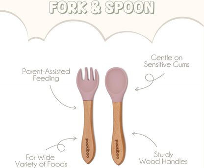 Silicone Baby Feeding Set - 100% Pure LFGB Premium Silicone - 8 Piece Feeding Set: Bib, Straw Cup, Suction Plate & Bowl, Fork & Spoon, Self-Feeding Spoons - BPA-Free, BPS-Free (BLUE)