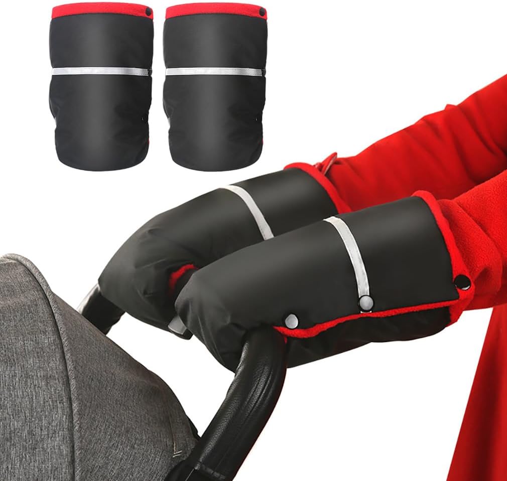 Stroller Hand Muffs Universal Stroller Warmmuffs Anti-Freeze Stroller Mittens Winter Waterproof Stroller Hand Warmer Muffs Warm Gloves for Pram Pushchair Motorcycle Handbar Stroller Accessories