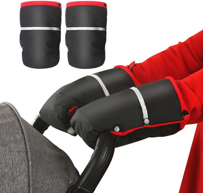 Stroller Hand Muffs Universal Stroller Warmmuffs Anti-Freeze Stroller Mittens Winter Waterproof Stroller Hand Warmer Muffs Warm Gloves for Pram Pushchair Motorcycle Handbar Stroller Accessories