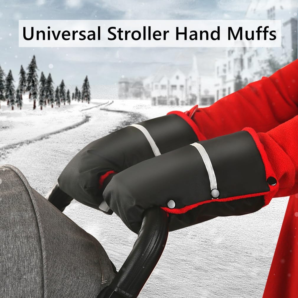 Stroller Hand Muffs Universal Stroller Warmmuffs Anti-Freeze Stroller Mittens Winter Waterproof Stroller Hand Warmer Muffs Warm Gloves for Pram Pushchair Motorcycle Handbar Stroller Accessories