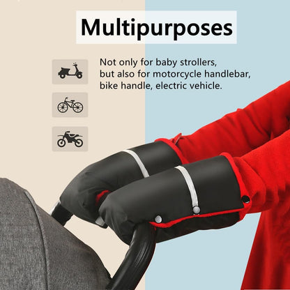 Stroller Hand Muffs Universal Stroller Warmmuffs Anti-Freeze Stroller Mittens Winter Waterproof Stroller Hand Warmer Muffs Warm Gloves for Pram Pushchair Motorcycle Handbar Stroller Accessories