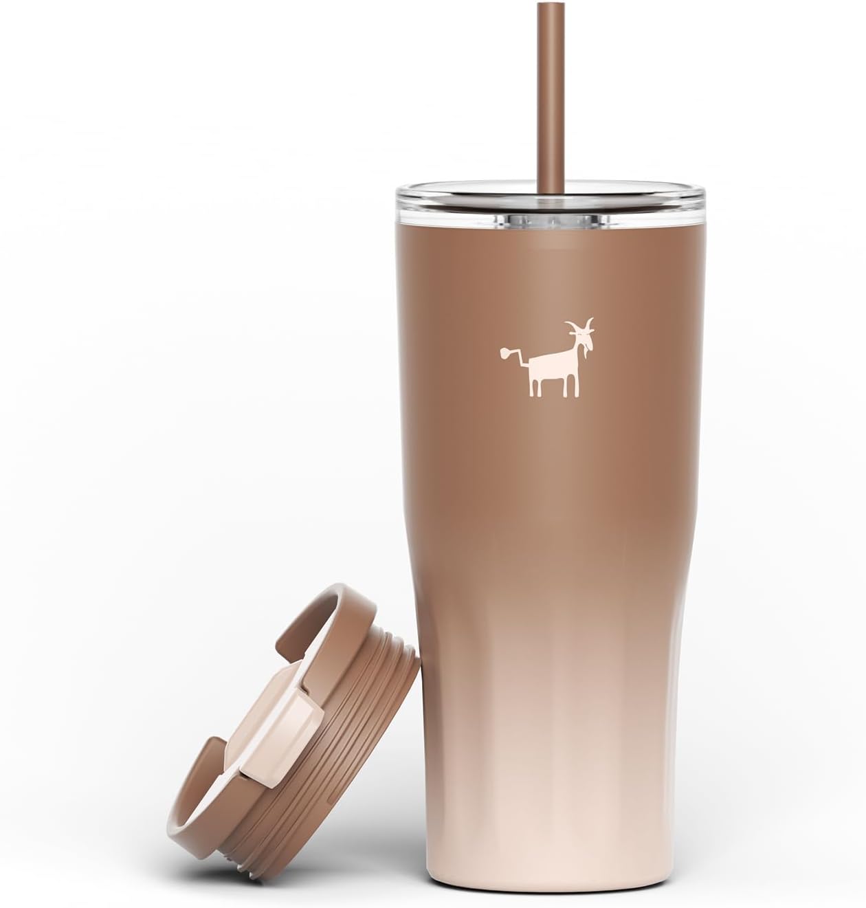 Ceramic Lined Coffee Travel Mug – Stainless Steel Travel Coffee Tumbler with Ceramic Liner, with lid, 21 OZ Cup for Hot and Cold Water Coffee at Home, Office, or On the Go (Latte Ombre)