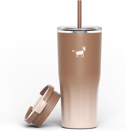 Ceramic Lined Coffee Travel Mug – Stainless Steel Travel Coffee Tumbler with Ceramic Liner, with lid, 21 OZ Cup for Hot and Cold Water Coffee at Home, Office, or On the Go (Latte Ombre)