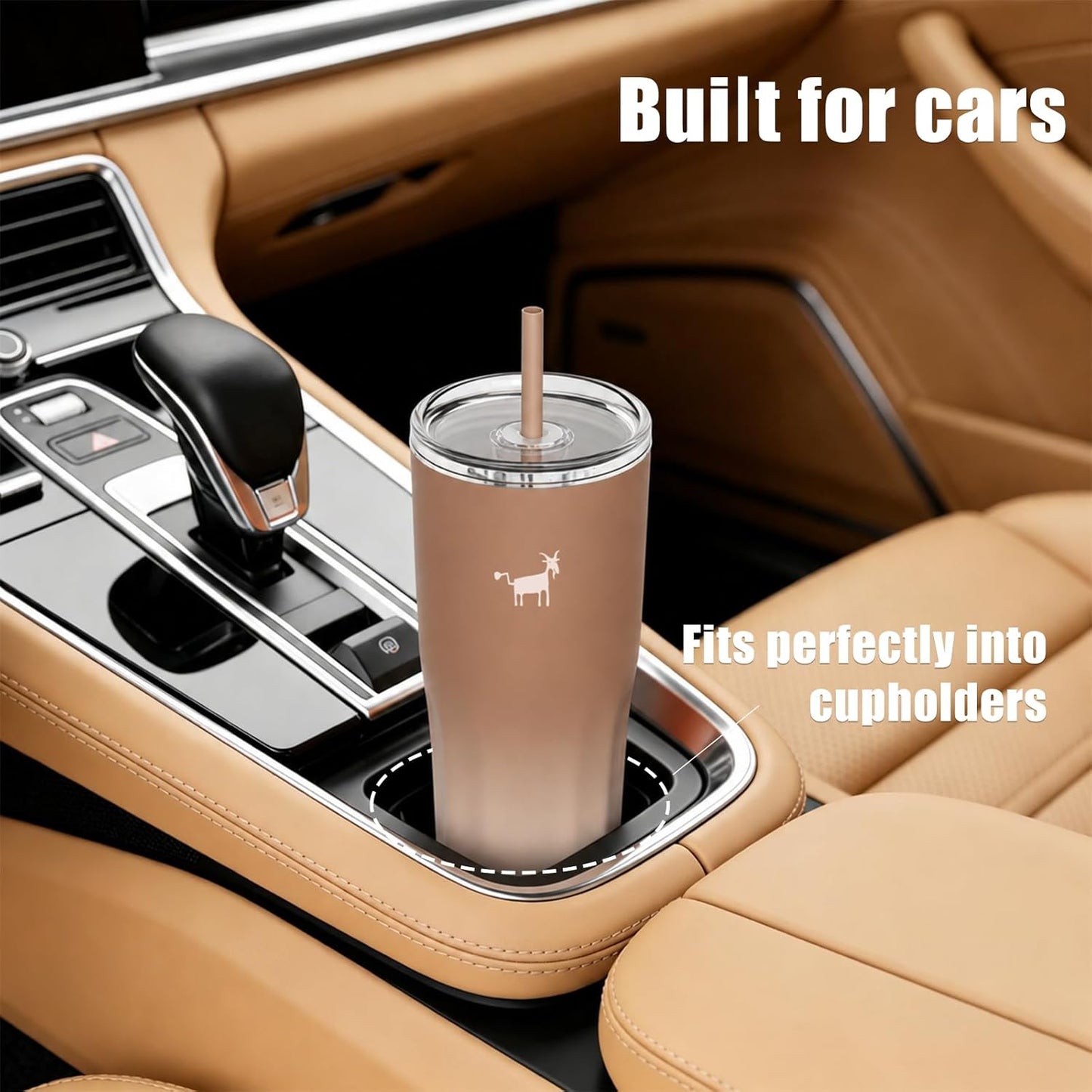 Ceramic Lined Coffee Travel Mug – Stainless Steel Travel Coffee Tumbler with Ceramic Liner, with lid, 21 OZ Cup for Hot and Cold Water Coffee at Home, Office, or On the Go (Latte Ombre)