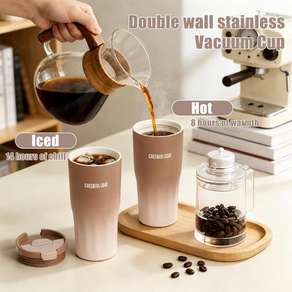 Ceramic Lined Coffee Travel Mug – Stainless Steel Travel Coffee Tumbler with Ceramic Liner, with lid, 21 OZ Cup for Hot and Cold Water Coffee at Home, Office, or On the Go (Latte Ombre)