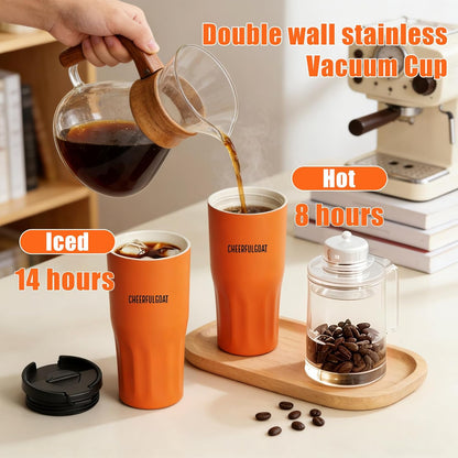 Ceramic Lined Coffee Travel Mug – Stainless Steel Travel Coffee Tumbler with Ceramic Liner, with lid, 21 OZ Cup for Hot and Cold Water Coffee at Home, Office, or On the Go (Latte Ombre)