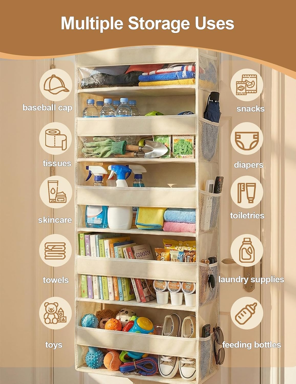 Over the Door Organizer 5-Shelf Closet Hanging Storage