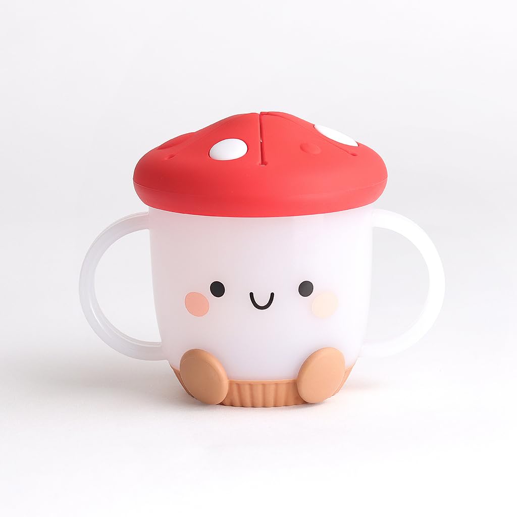 Toddler Snack Cup, Spill-Proof w/Soft Silicone Lid, Mushroom