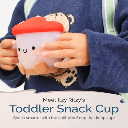 Toddler Snack Cup, Spill-Proof w/Soft Silicone Lid, Mushroom