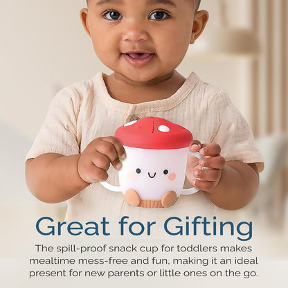 Toddler Snack Cup, Spill-Proof w/Soft Silicone Lid, Mushroom