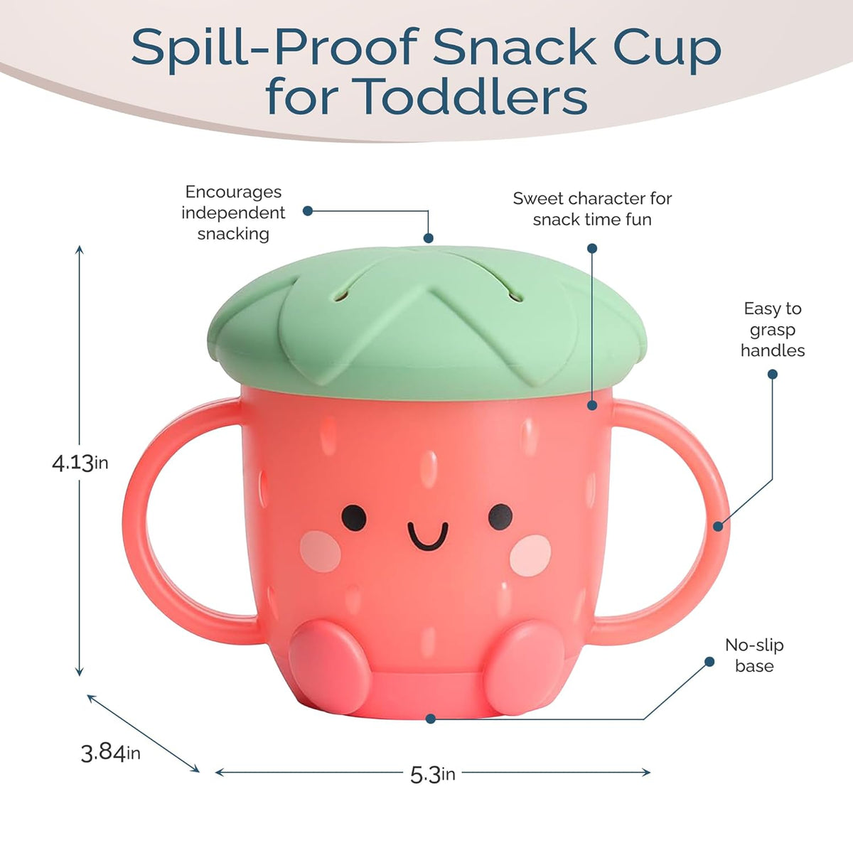 Toddler Snack Cup, Spill-Proof w/Soft Silicone Lid, Mushroom