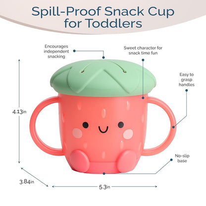 Toddler Snack Cup, Spill-Proof w/Soft Silicone Lid, Mushroom