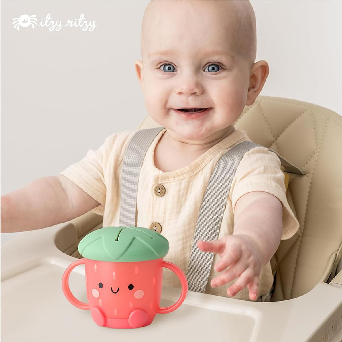 Toddler Snack Cup, Spill-Proof w/Soft Silicone Lid, Mushroom
