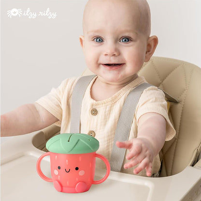 Toddler Snack Cup, Spill-Proof w/Soft Silicone Lid, Mushroom
