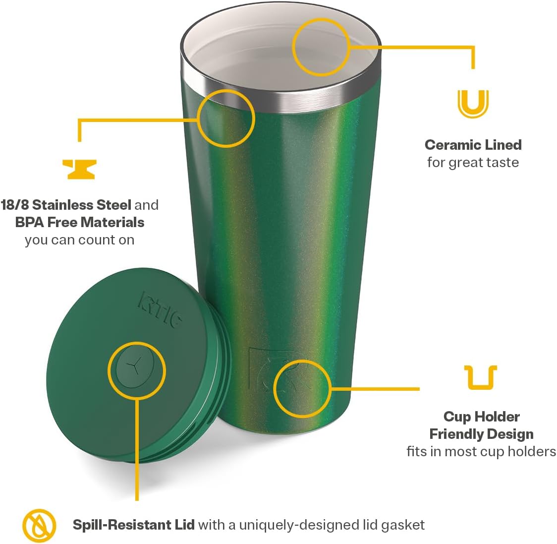 28oz Everyday Tumbler, Insulated, Ceramic Lined, Black