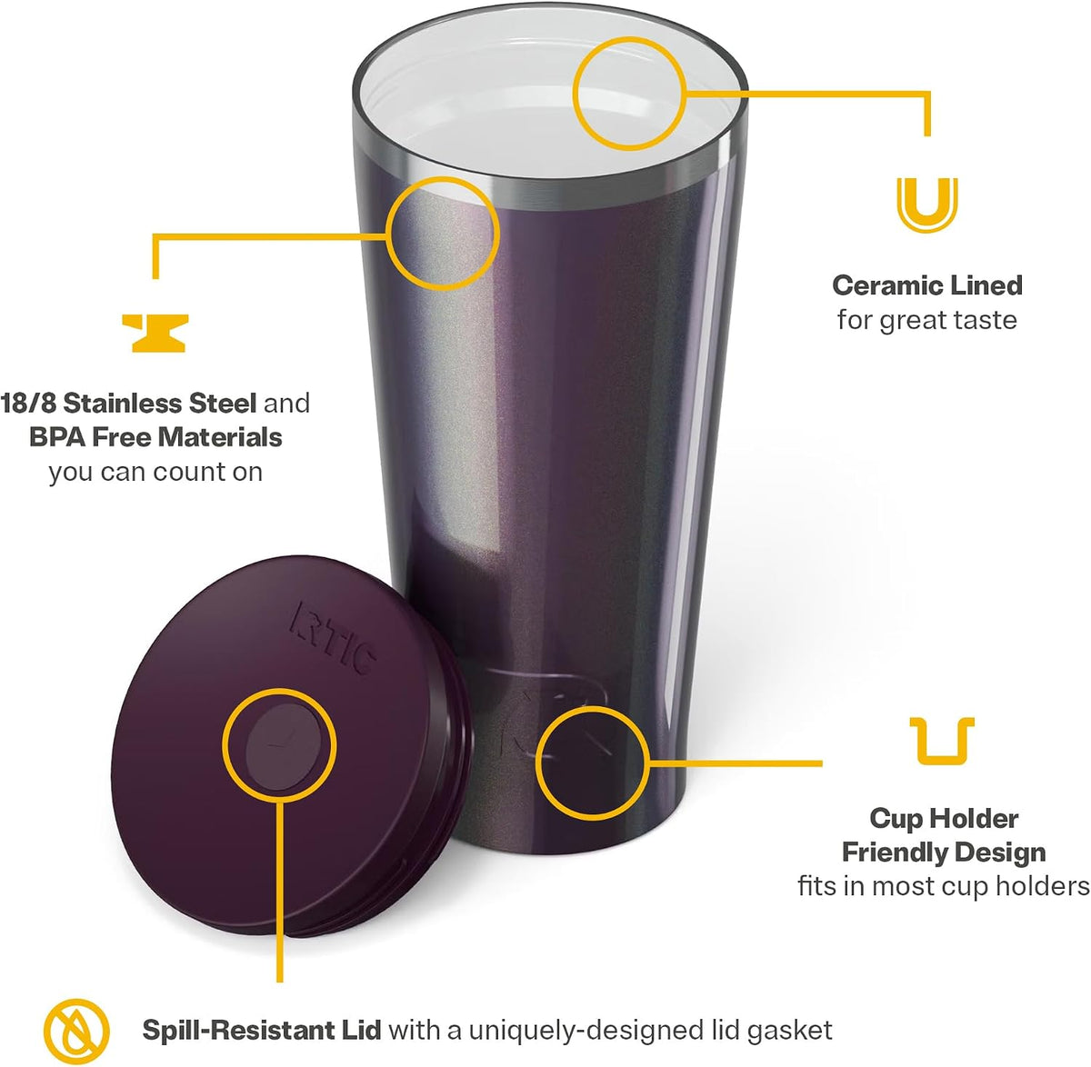 28oz Everyday Tumbler, Insulated, Ceramic Lined, Black