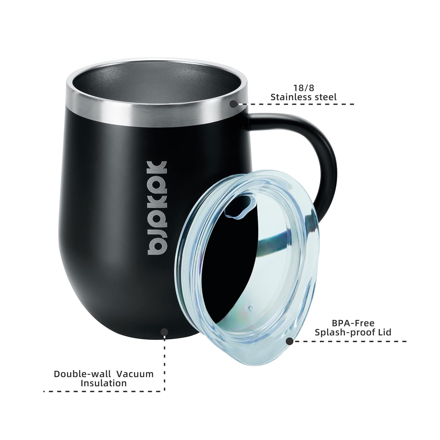 2PCS Insulated Coffee Mug with Lid, 12oz Stainless Steel Tumbler | Travel Coffee Mug with Handle, Vacuum Insulated Tumbler Cup for Camping, Office, Home, BPA Free Lid, Hot & Cold