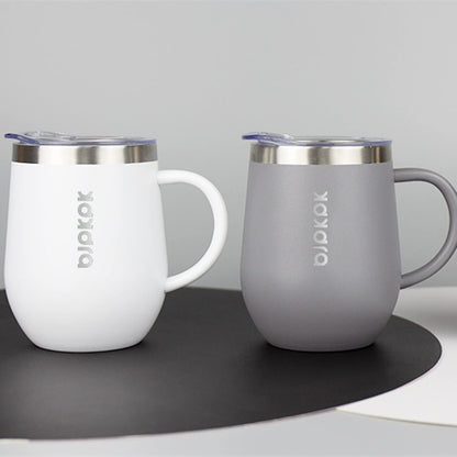 2PCS Insulated Coffee Mug with Lid, 12oz Stainless Steel Tumbler | Travel Coffee Mug with Handle, Vacuum Insulated Tumbler Cup for Camping, Office, Home, BPA Free Lid, Hot & Cold