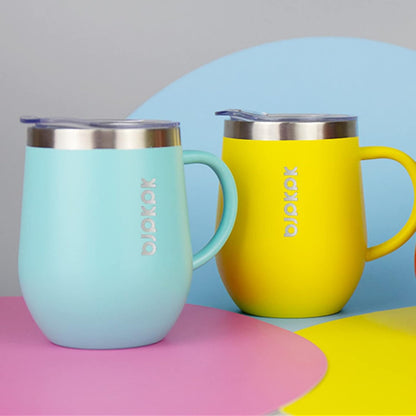 2PCS Insulated Coffee Mug with Lid, 12oz Stainless Steel Tumbler | Travel Coffee Mug with Handle, Vacuum Insulated Tumbler Cup for Camping, Office, Home, BPA Free Lid, Hot & Cold