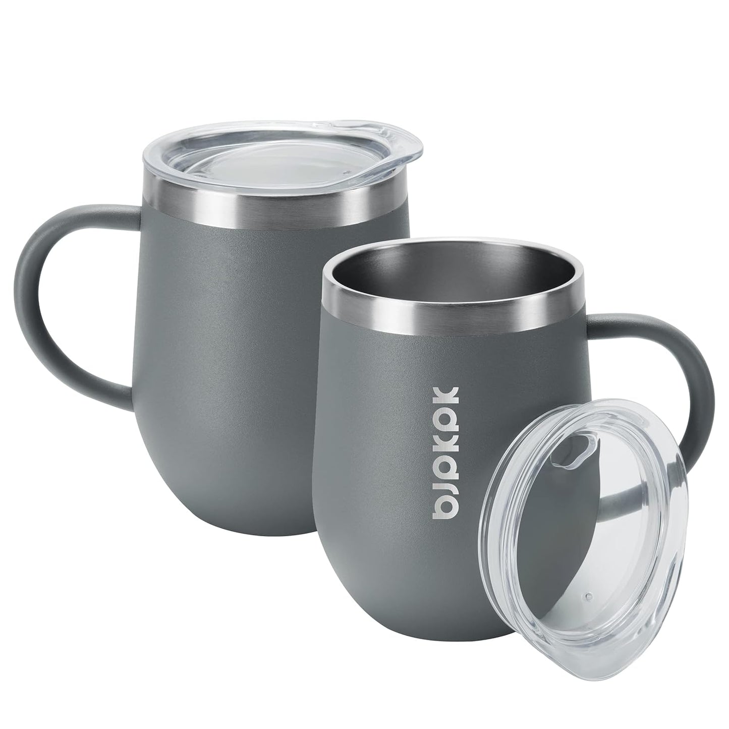2PCS Insulated Coffee Mug with Lid, 12oz Stainless Steel Tumbler | Travel Coffee Mug with Handle, Vacuum Insulated Tumbler Cup for Camping, Office, Home, BPA Free Lid, Hot & Cold