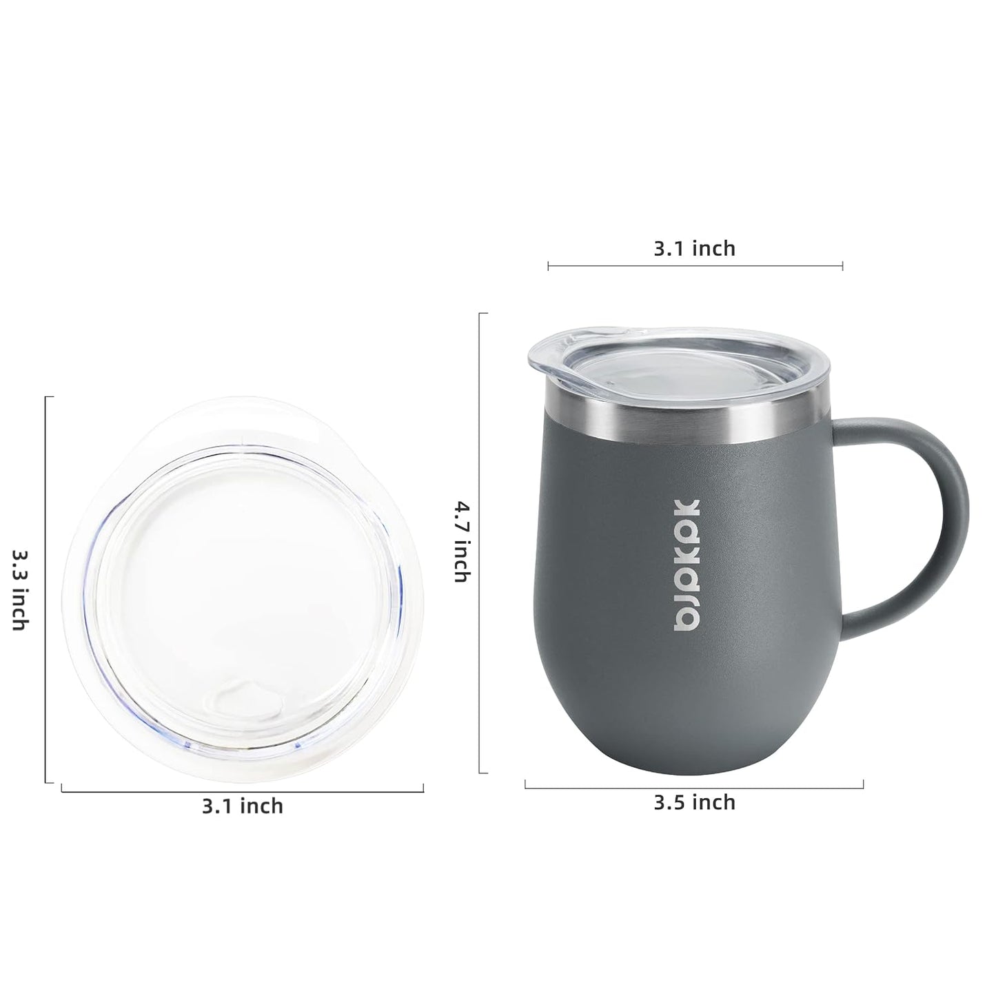 2PCS Insulated Coffee Mug with Lid, 12oz Stainless Steel Tumbler | Travel Coffee Mug with Handle, Vacuum Insulated Tumbler Cup for Camping, Office, Home, BPA Free Lid, Hot & Cold
