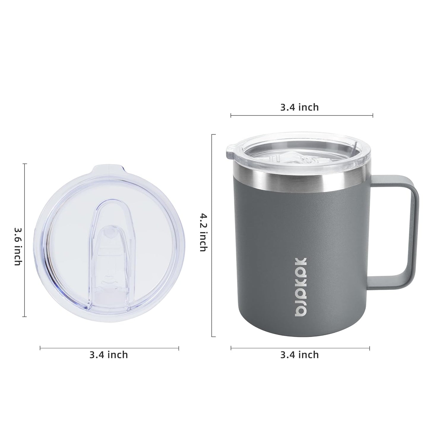 2PCS Insulated Coffee Mug with Lid, 12oz Stainless Steel Tumbler | Travel Coffee Mug with Handle, Vacuum Insulated Tumbler Cup for Camping, Office, Home, BPA Free Lid, Hot & Cold