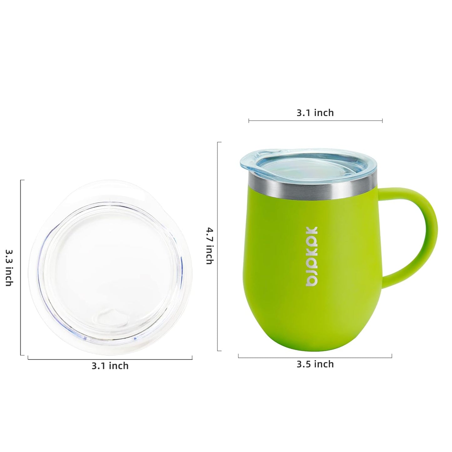 2PCS Insulated Coffee Mug with Lid, 12oz Stainless Steel Tumbler | Travel Coffee Mug with Handle, Vacuum Insulated Tumbler Cup for Camping, Office, Home, BPA Free Lid, Hot & Cold