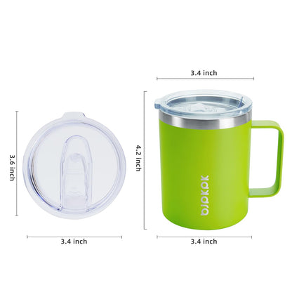 2PCS Insulated Coffee Mug with Lid, 12oz Stainless Steel Tumbler | Travel Coffee Mug with Handle, Vacuum Insulated Tumbler Cup for Camping, Office, Home, BPA Free Lid, Hot & Cold
