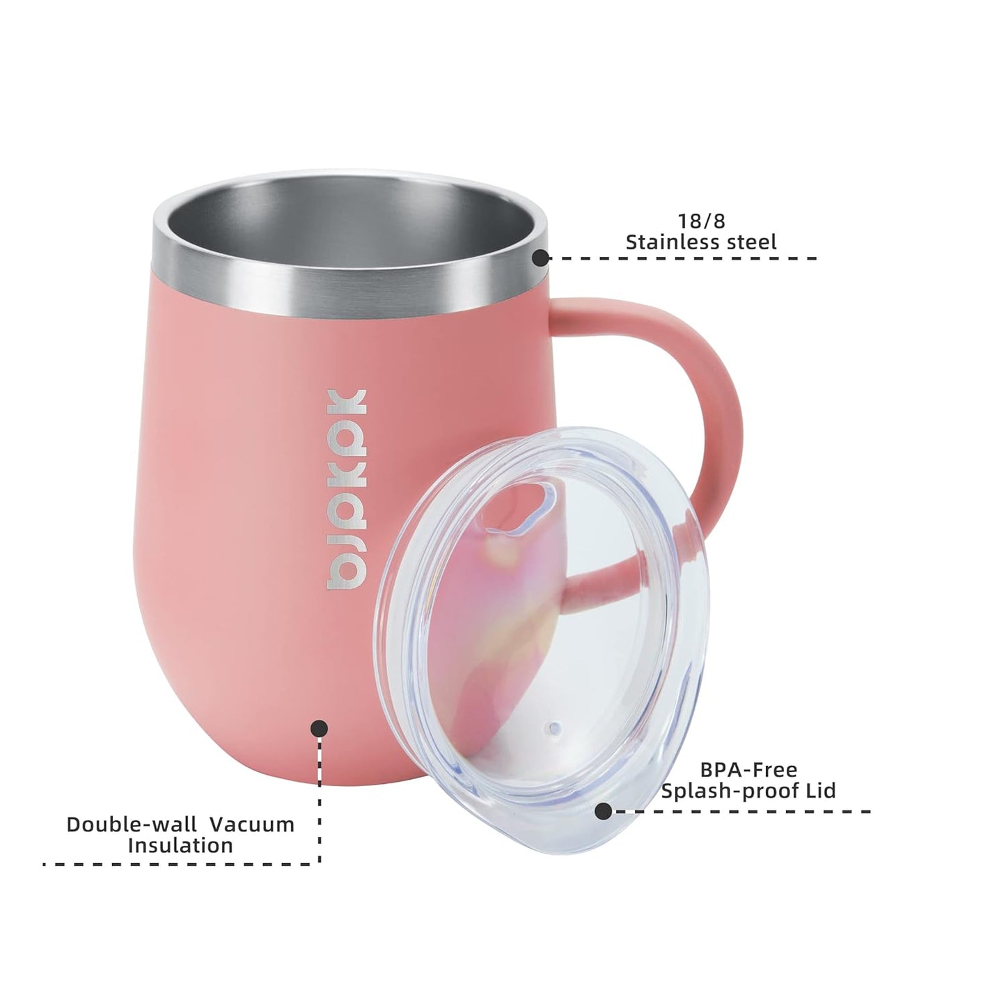 2PCS Insulated Coffee Mug with Lid, 12oz Stainless Steel Tumbler | Travel Coffee Mug with Handle, Vacuum Insulated Tumbler Cup for Camping, Office, Home, BPA Free Lid, Hot & Cold