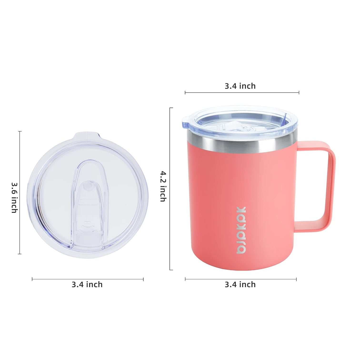 2PCS Insulated Coffee Mug with Lid, 12oz Stainless Steel Tumbler | Travel Coffee Mug with Handle, Vacuum Insulated Tumbler Cup for Camping, Office, Home, BPA Free Lid, Hot & Cold
