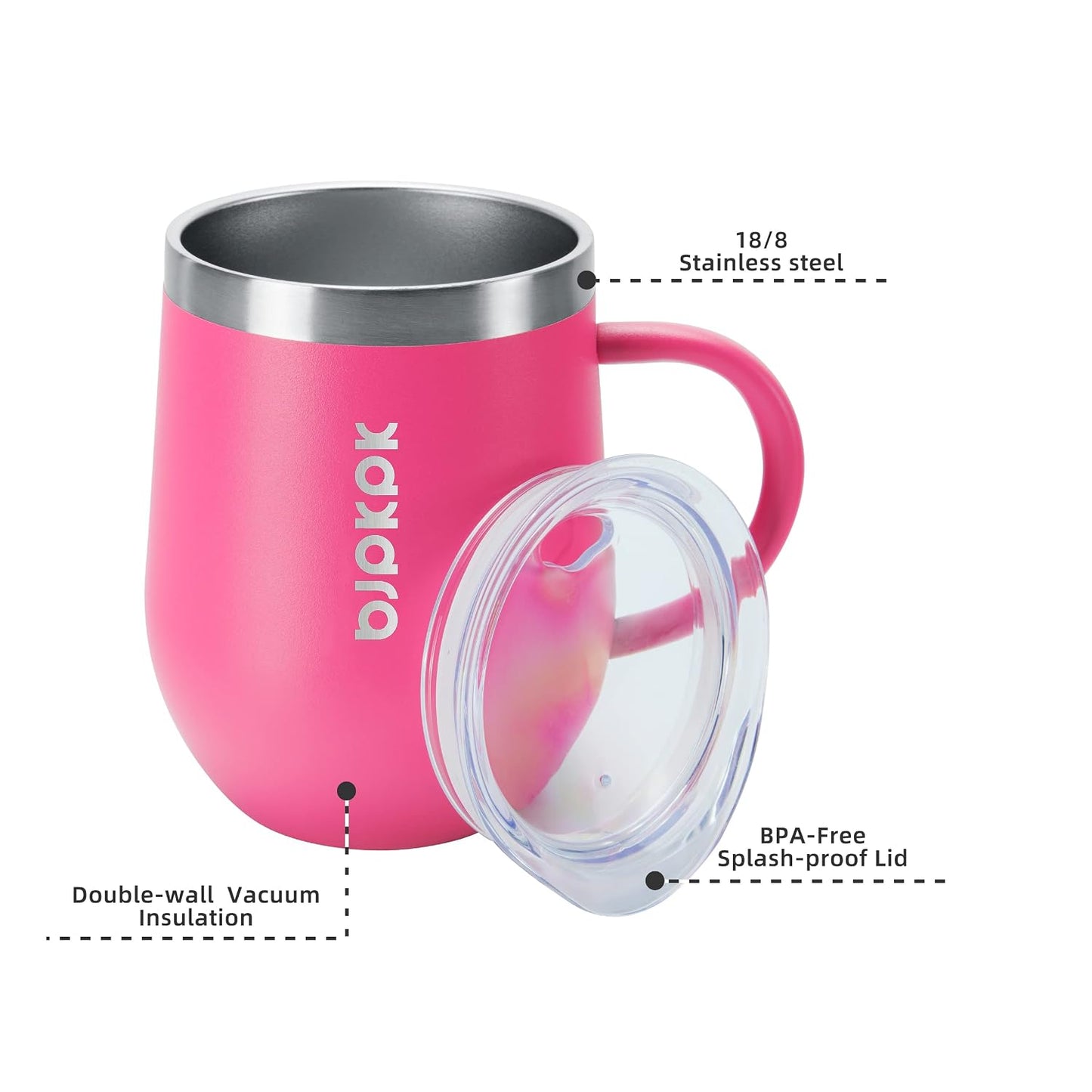 2PCS Insulated Coffee Mug with Lid, 12oz Stainless Steel Tumbler | Travel Coffee Mug with Handle, Vacuum Insulated Tumbler Cup for Camping, Office, Home, BPA Free Lid, Hot & Cold