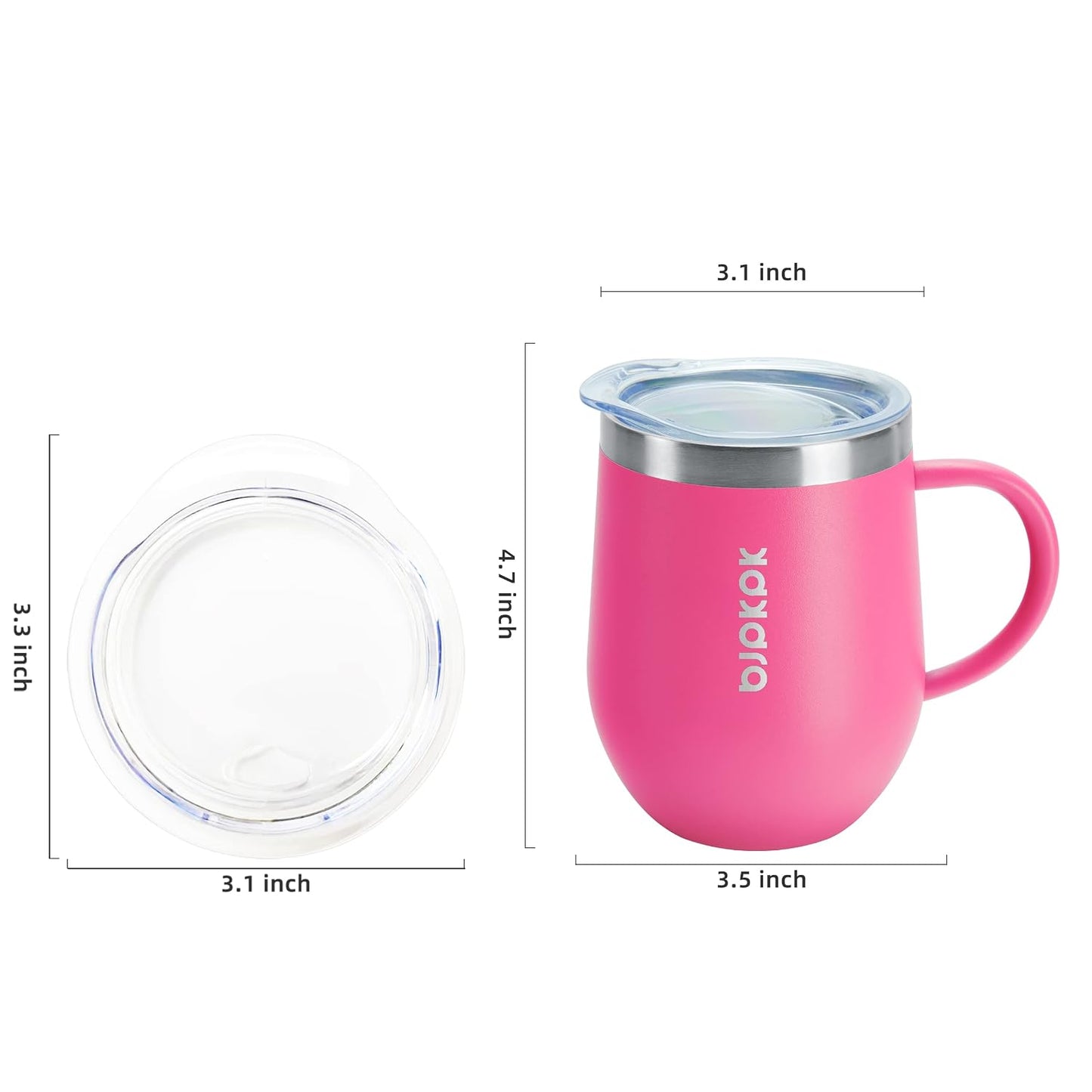2PCS Insulated Coffee Mug with Lid, 12oz Stainless Steel Tumbler | Travel Coffee Mug with Handle, Vacuum Insulated Tumbler Cup for Camping, Office, Home, BPA Free Lid, Hot & Cold