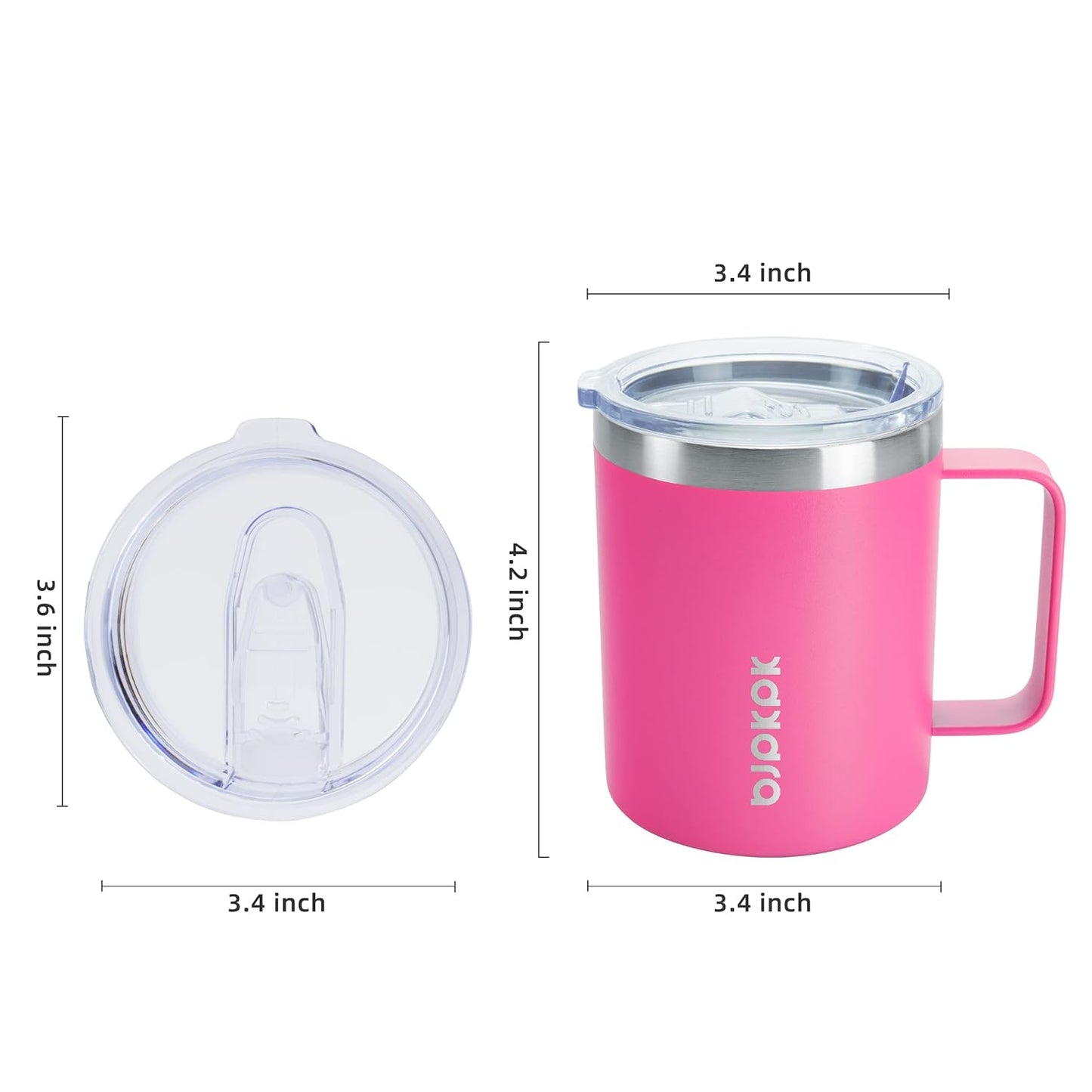2PCS Insulated Coffee Mug with Lid, 12oz Stainless Steel Tumbler | Travel Coffee Mug with Handle, Vacuum Insulated Tumbler Cup for Camping, Office, Home, BPA Free Lid, Hot & Cold