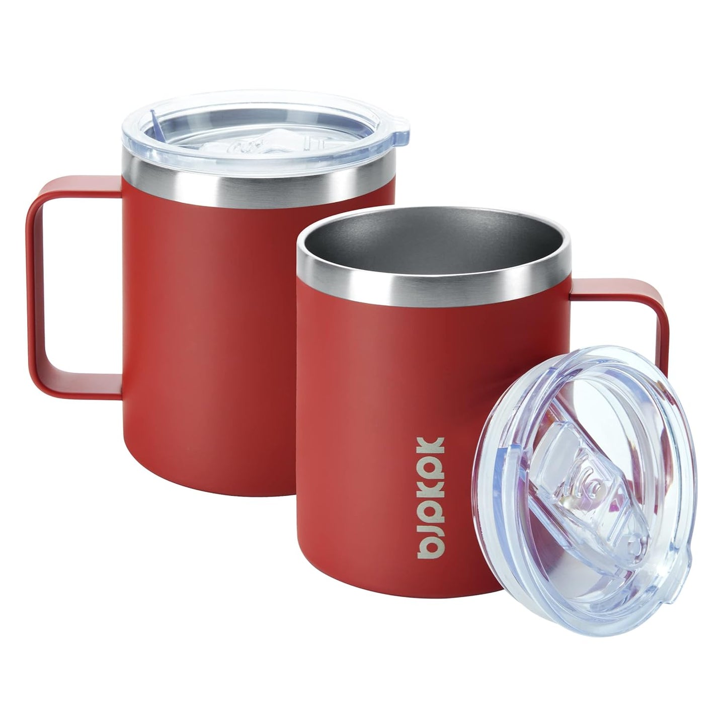 2PCS Insulated Coffee Mug with Lid, 12oz Stainless Steel Tumbler | Travel Coffee Mug with Handle, Vacuum Insulated Tumbler Cup for Camping, Office, Home, BPA Free Lid, Hot & Cold