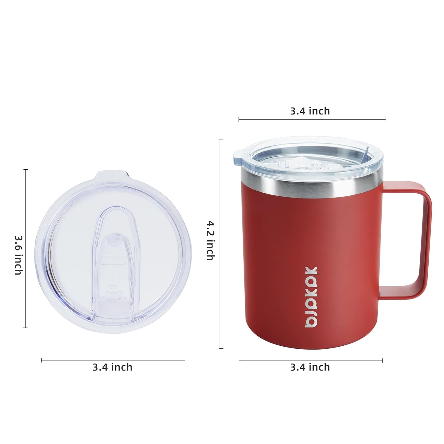 2PCS Insulated Coffee Mug with Lid, 12oz Stainless Steel Tumbler | Travel Coffee Mug with Handle, Vacuum Insulated Tumbler Cup for Camping, Office, Home, BPA Free Lid, Hot & Cold