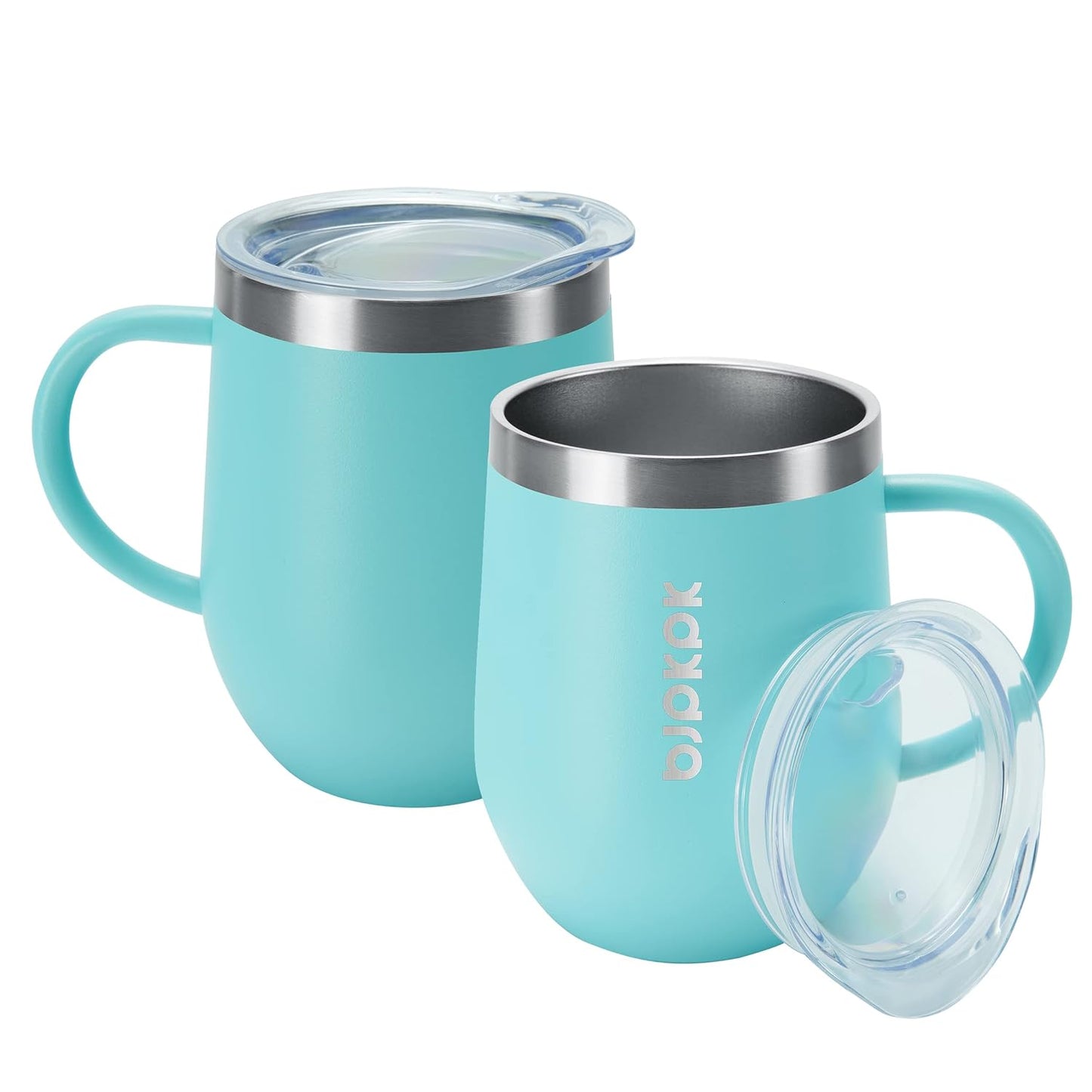 2PCS Insulated Coffee Mug with Lid, 12oz Stainless Steel Tumbler | Travel Coffee Mug with Handle, Vacuum Insulated Tumbler Cup for Camping, Office, Home, BPA Free Lid, Hot & Cold