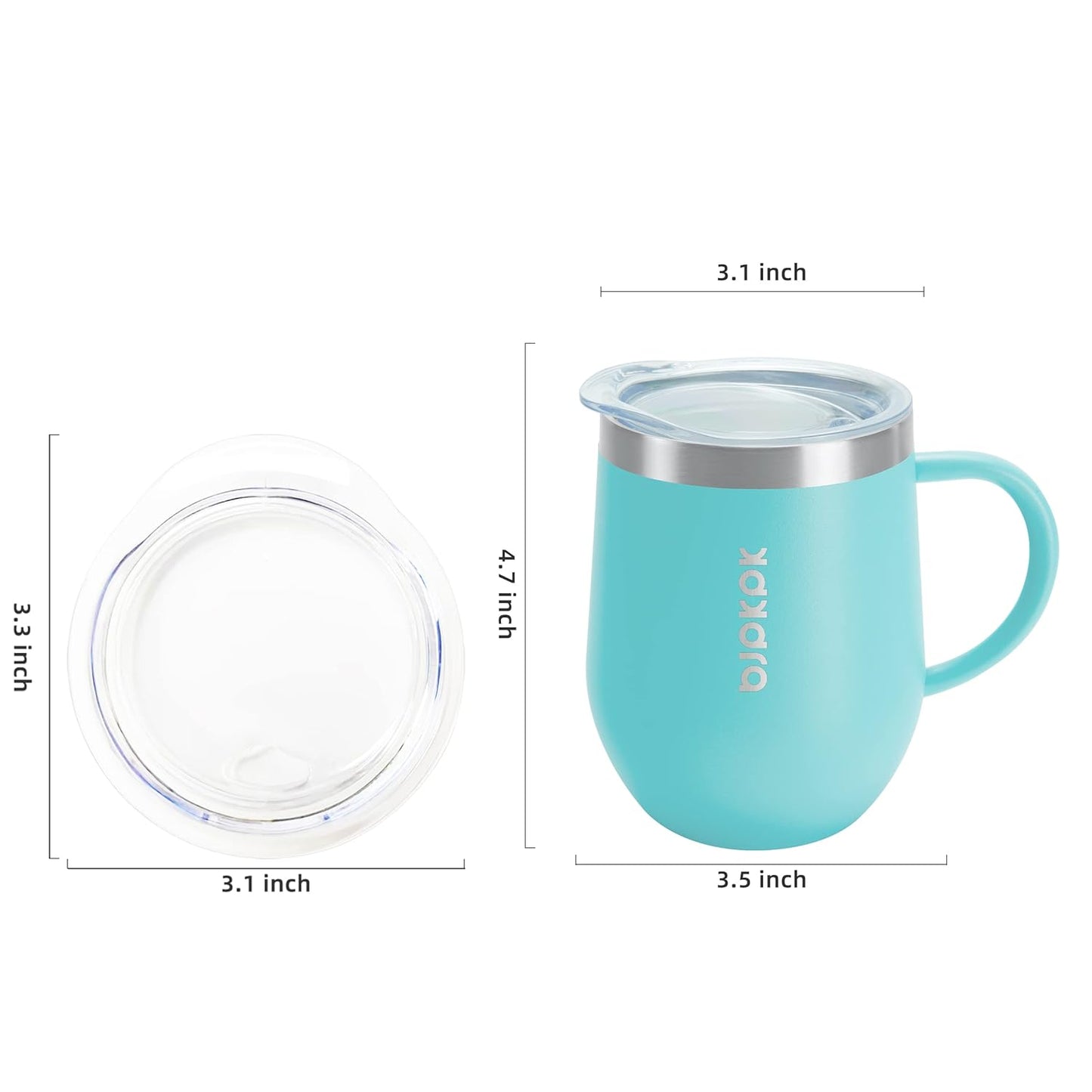 2PCS Insulated Coffee Mug with Lid, 12oz Stainless Steel Tumbler | Travel Coffee Mug with Handle, Vacuum Insulated Tumbler Cup for Camping, Office, Home, BPA Free Lid, Hot & Cold
