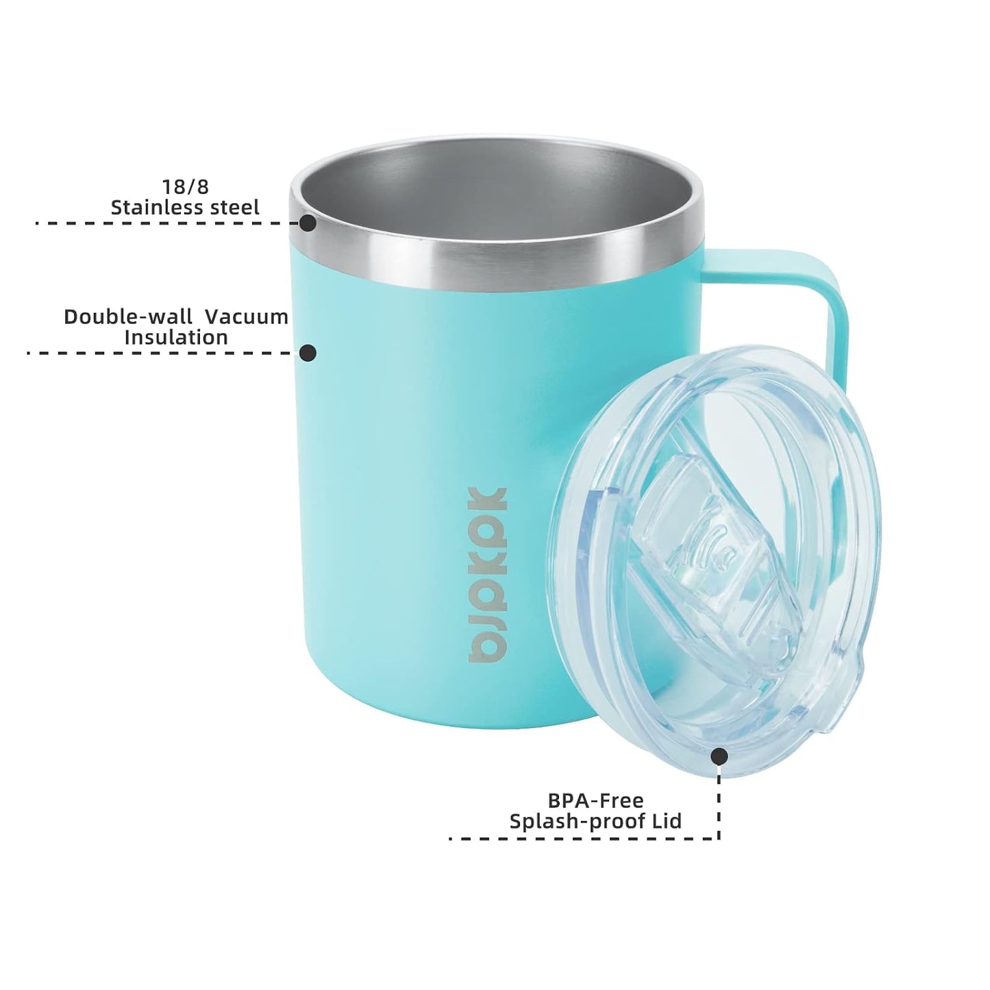 2PCS Insulated Coffee Mug with Lid, 12oz Stainless Steel Tumbler | Travel Coffee Mug with Handle, Vacuum Insulated Tumbler Cup for Camping, Office, Home, BPA Free Lid, Hot & Cold