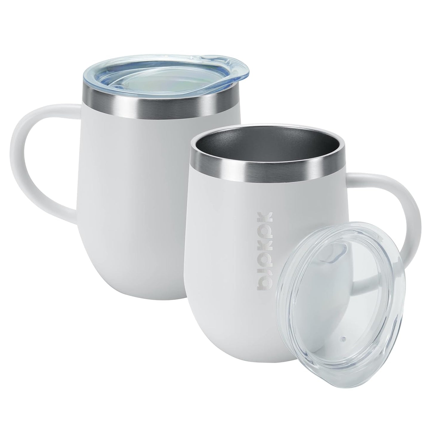 2PCS Insulated Coffee Mug with Lid, 12oz Stainless Steel Tumbler | Travel Coffee Mug with Handle, Vacuum Insulated Tumbler Cup for Camping, Office, Home, BPA Free Lid, Hot & Cold