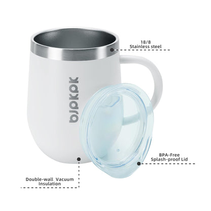 2PCS Insulated Coffee Mug with Lid, 12oz Stainless Steel Tumbler | Travel Coffee Mug with Handle, Vacuum Insulated Tumbler Cup for Camping, Office, Home, BPA Free Lid, Hot & Cold